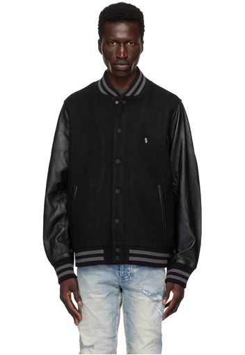 Ksubi Black 1999 King Letterman Leather Jacket