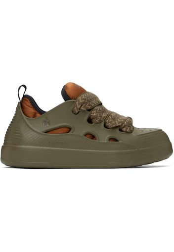 Lanvin Green & Taupe Curb Color-Block Rubber Sneakers