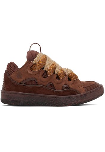 Lanvin Brown Leather Curb Sneakers