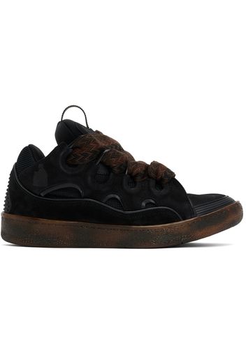 Lanvin Black Leather Curb Sneakers