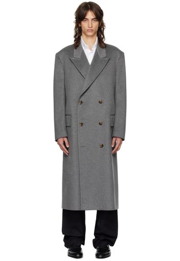 Lardini Gray Double-Breasted Coat