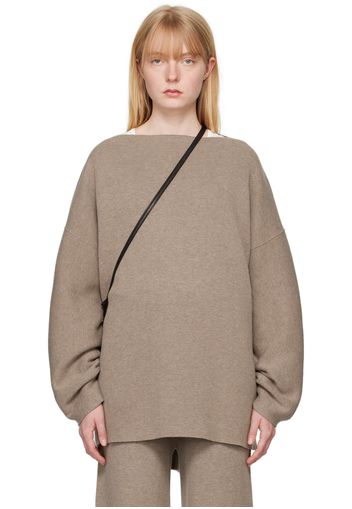 Lauren Manoogian Taupe Boat Neck Sweater