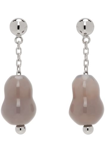 LEMAIRE Silver & Gray Carved Stones Earrings