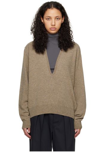 LEMAIRE Beige Deep V-Neck Jumper