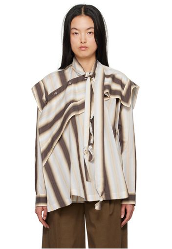 LEMAIRE Brown & Orange Asymmetrical Blouse