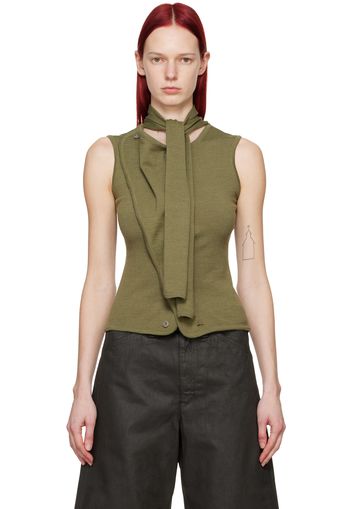 LEMAIRE Green Asymmetrical Cardigan