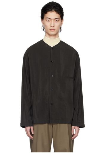 LEMAIRE Brown Collarless Shirt