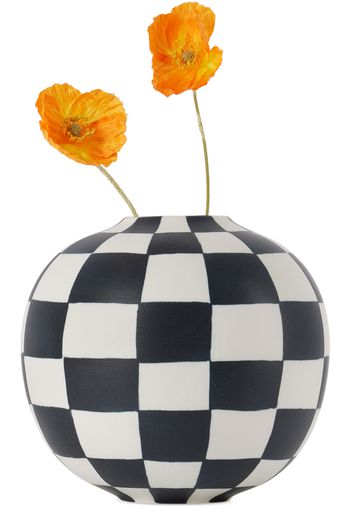 L'OBJET White & Black Small Damier Vase