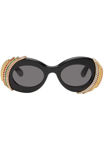 LOEWE Black Pavé Oval Sunglasses