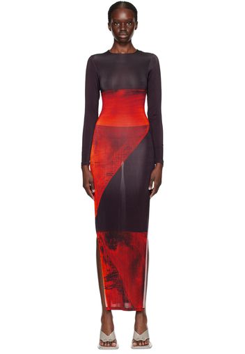 Louisa Ballou Brown & Orange High Tide Maxi Dress