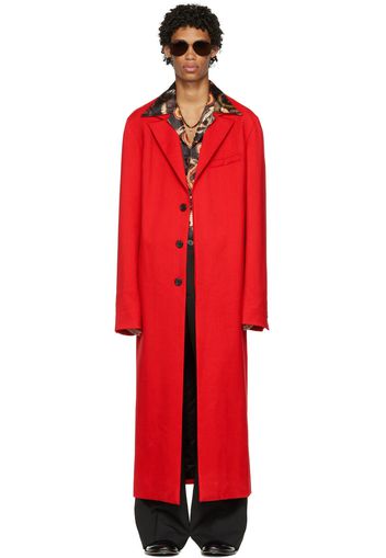 LU'U DAN Red Straight Slim Coat