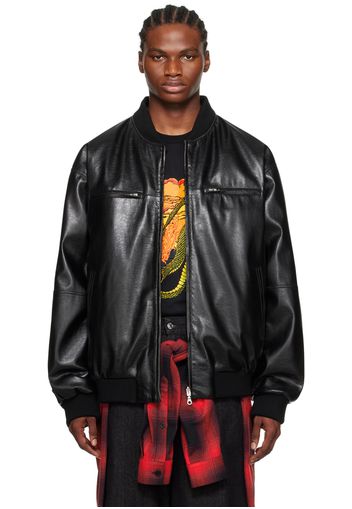 LU'U DAN Black Reversible Faux-Leather Bomber Jacket