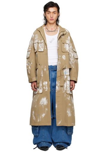 LU'U DAN Beige Painted Denim Coat