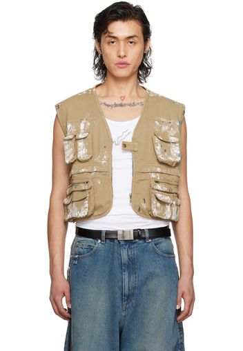 LU'U DAN Beige Painted Denim Vest