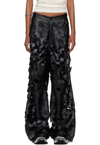 LU'U DAN Black Laser Cut Faux-Leather Pants