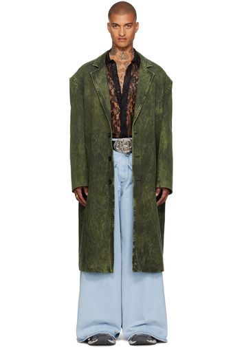 LU'U DAN Green Crombie Denim Coat