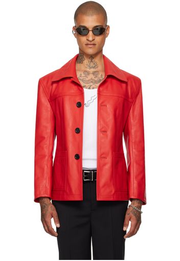 LU'U DAN Red Slim-Fit Creep Leather Jacket