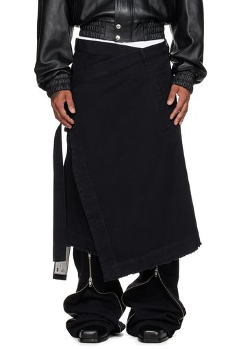 LU'U DAN Black Apron Denim Skirt