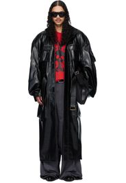 LU'U DAN Black Ram Cargo Faux-Leather Trench Coat