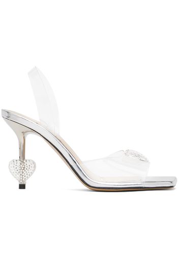 MACH & MACH Transparent Crystal Heart Heeled Sandals