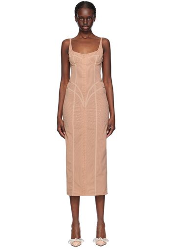 MACH & MACH Beige Crystal Maxi Dress