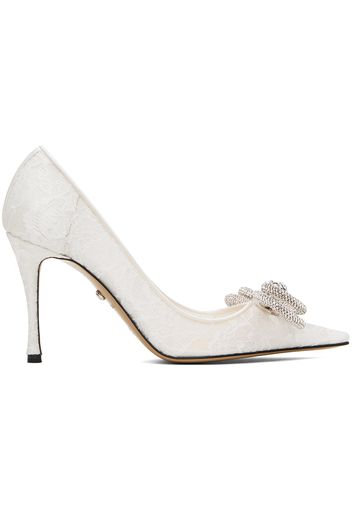 MACH & MACH White Double Bow Lace 95 Heels