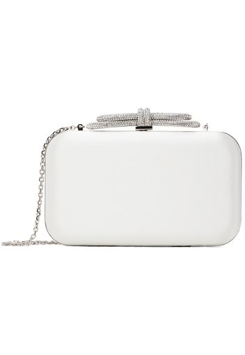 MACH & MACH White Double Bow Satin Clutch