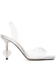 MACH & MACH Transparent Crystal Heart Heeled Sandals