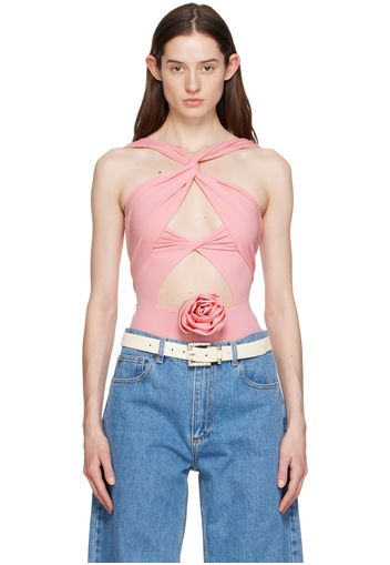 Magda Butrym Pink Twisted Cutout Bodysuit