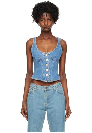 Magda Butrym Blue Corset Denim Tank Top