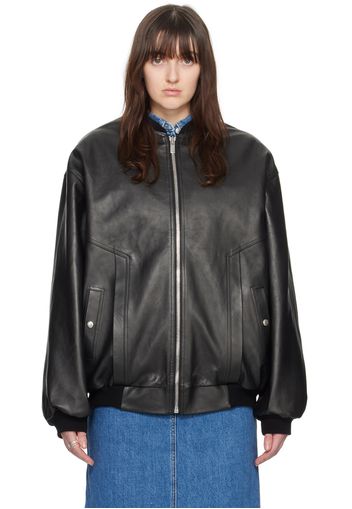 Magda Butrym Black Oversized Leather Jacket