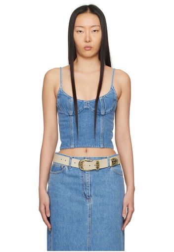 Magda Butrym Blue Paneled Denim Tank Top