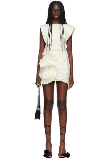 Magda Butrym Off-White Sleeveless Crinkle Silk Minidress