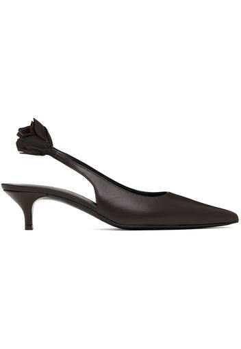 Magda Butrym Brown Slingback Rose Kitten Heels