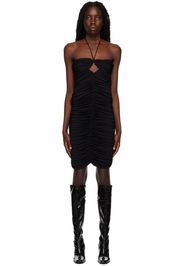 Magda Butrym Black Ruched Keyhole Midi Dress