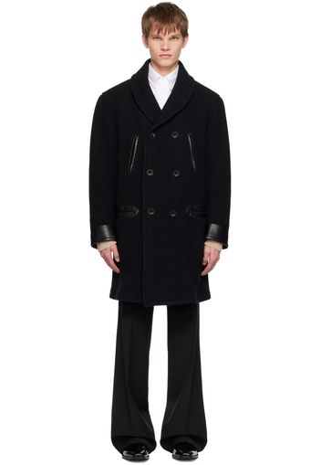 Maison Margiela Black Shawl Collar Coat