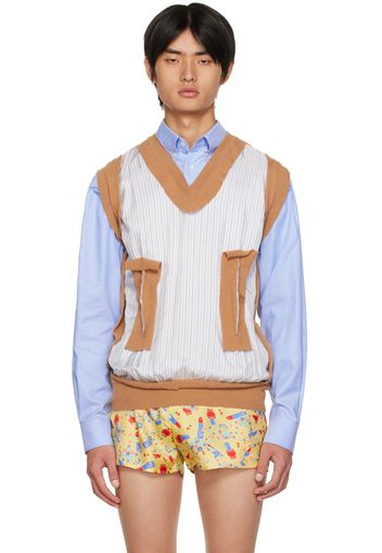 Maison Margiela Blue Spliced Oxford Shirt