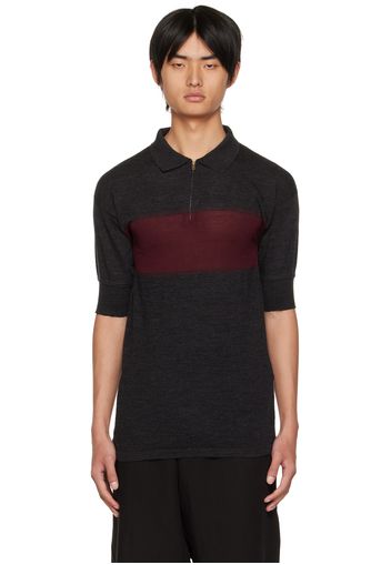 Maison Margiela Gray & Burgundy Stripe Polo