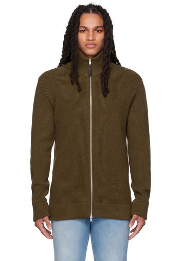 Maison Margiela Green Zip-Up Cardigan