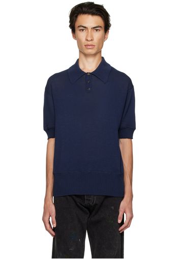 Maison Margiela Navy Distressed Polo