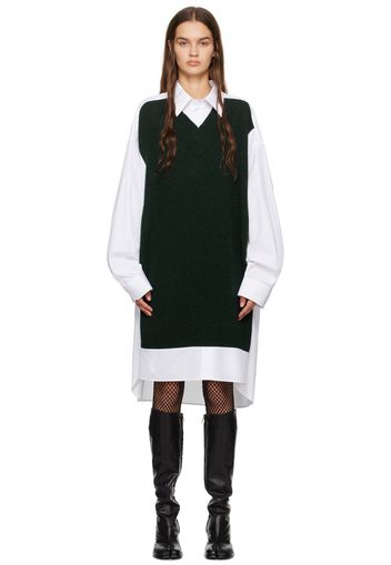 Maison Margiela White & Green Paneled Dress