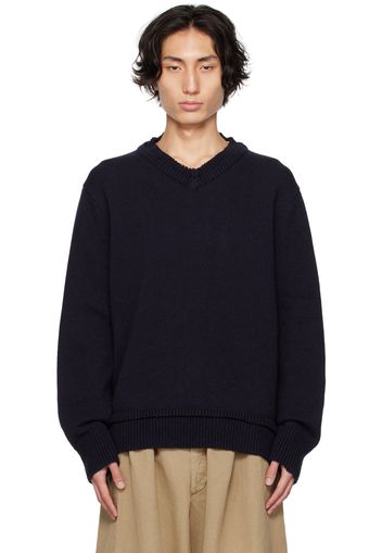 Maison Margiela Navy Elbow Patch Sweater