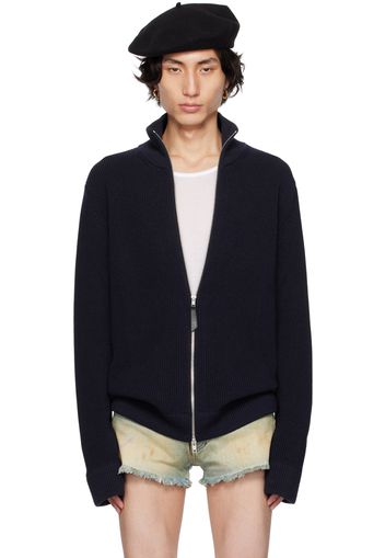 Maison Margiela Navy Ribbed Cardigan