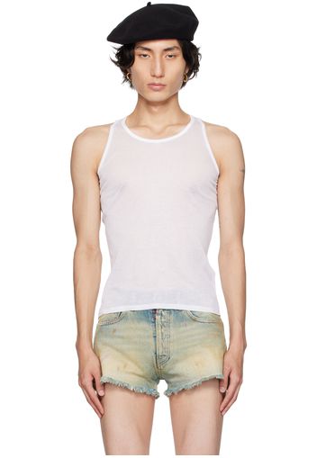 Maison Margiela White Ribbed Tank Top