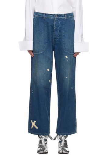 Maison Margiela Blue Paint Splatter Jeans