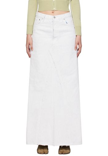Maison Margiela White Painted Denim Maxi Skirt