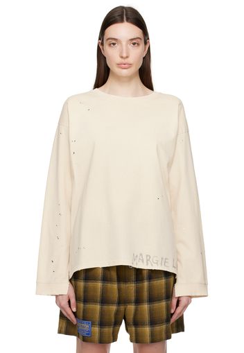 Maison Margiela Off-White Distressed Long Sleeve T-Shirt