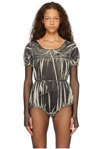 Maison Margiela Black & Off-White Printed Bodysuit