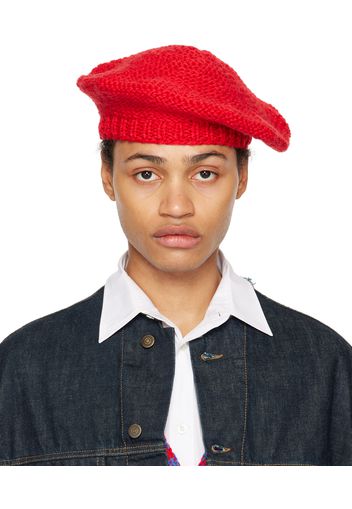 Maison Margiela Red Handmade Knit Beret