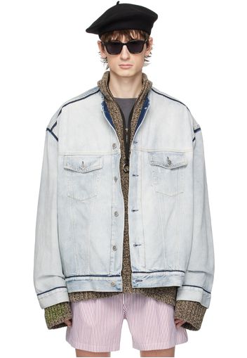 Maison Margiela Blue Collarless Denim Jacket